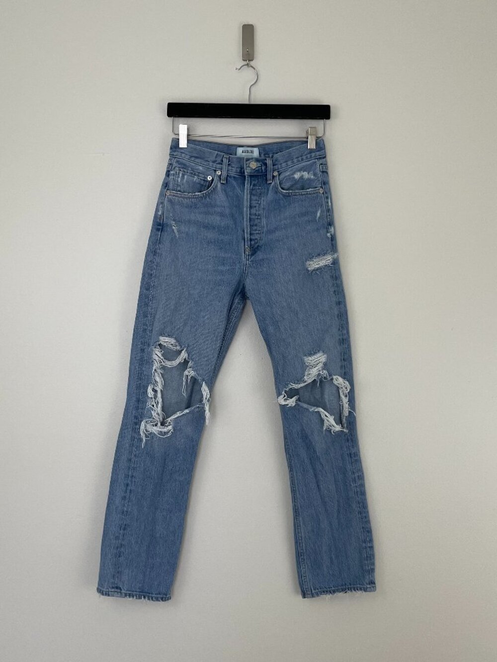 AGOLDE '90s Mid Rise Loose Fit Distressed Jeans in Fall Out Size 24